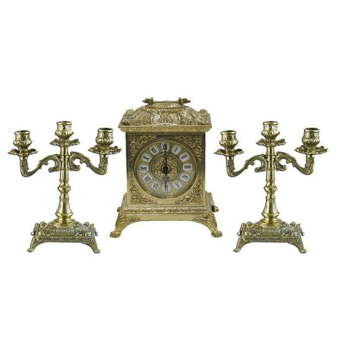 Часы Ларец каминные, 2 канделябра на 3 свечи