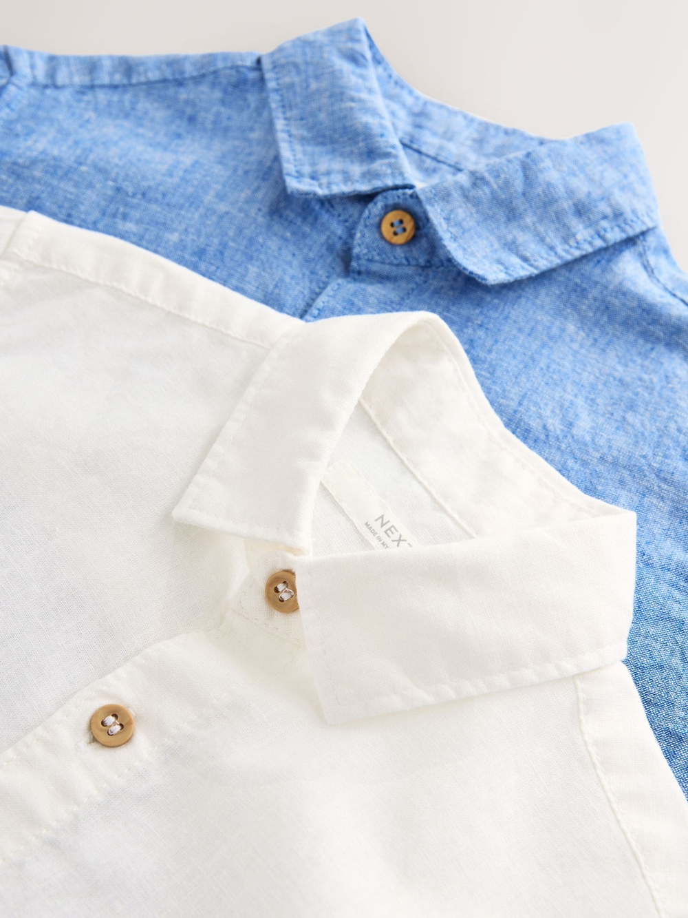 Рубашка льняная с коротким рукавом для мальчика Next AG5-921, 2 шт., Белый, Синий