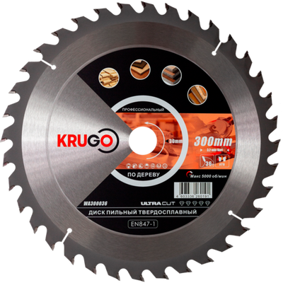 Пильный диск KRUGO 300x3,2/2,2x36Tx30mm, WA300036