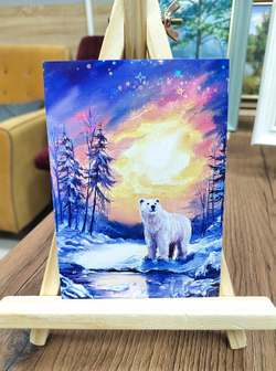 Открытка с голографией "Белый мишка"