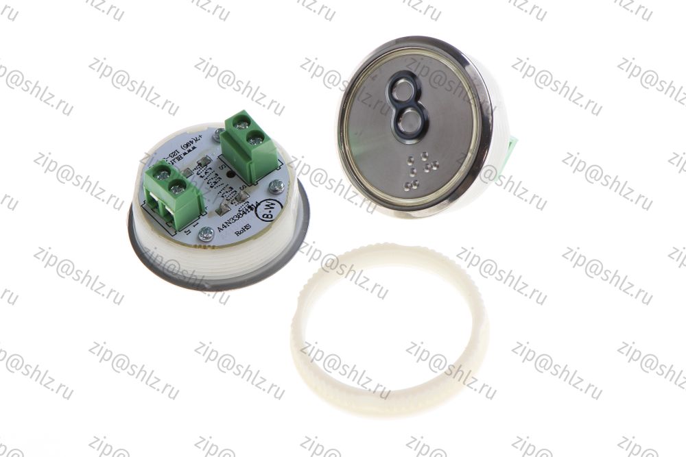 Кнопка (кнопочный модуль) BBP-R331-CMPLT-S-W &quot;8 этаж&quot;, круглая, статическая белая подсветка, Брайль.