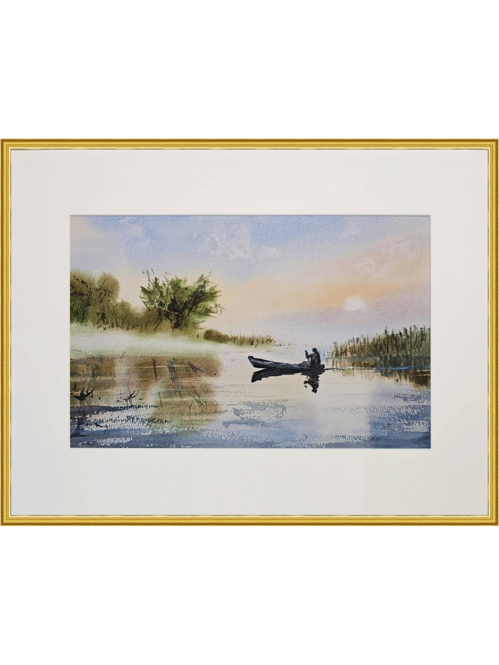 Картина авторская акварельная в паспарту 30х40 см на стену для интерьера "Тишина"