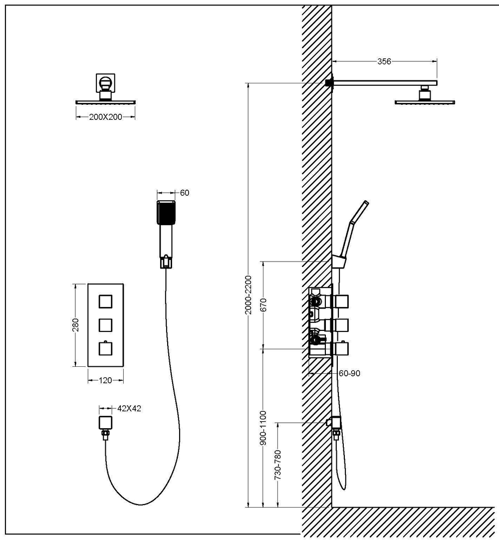 Душевой комплект Timo Tetra-thermo SX-0179/17SM с термостатом золото матовое