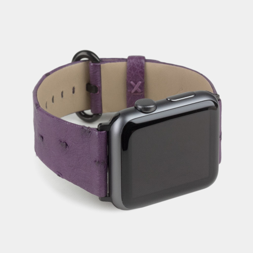 Ремешок для Apple Watch 40/41/42 mm из кожи страуса, фиолетового цвета