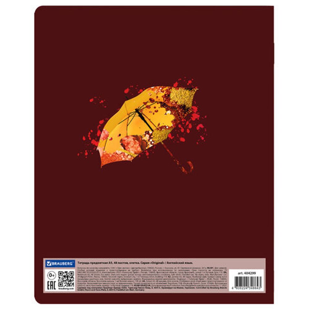 Тетрадь предметная со справочным материалом ORIGINAL 48 л., TWIN лак, АНГЛИЙСКИЙ ЯЗЫК, клетка, BRAUBERG, 404299