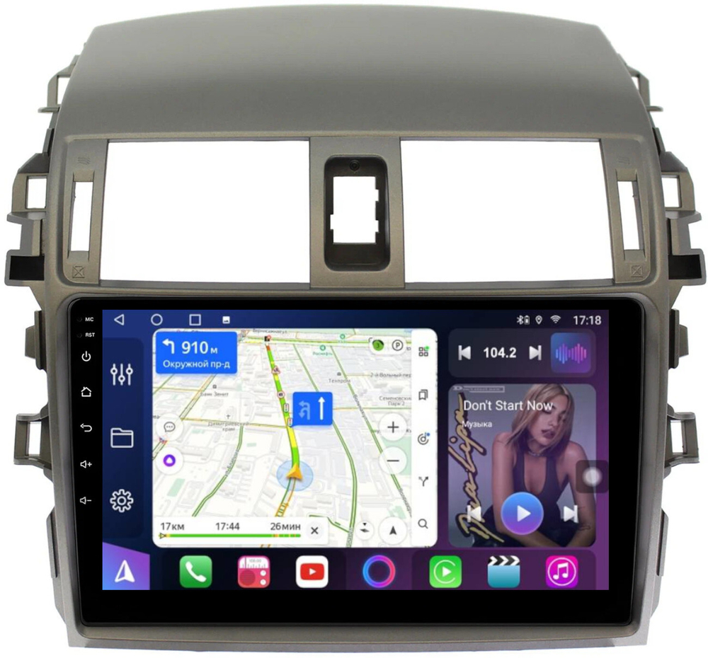 Магнитола для Toyota Corolla 150 2006-2013 (рамка тип 2) - FarCar 063-2M монитор 9" QLED на Android 13, 8 ядер (TS18), CarPlay, 4G SIM-слот