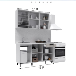 Кухня Танго 1.5м.,Белый;Дуб Шале