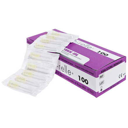 Иглы для мезотерапии 30G  0,3х4 MESORELLE , желтая канюля,100 шт Италия