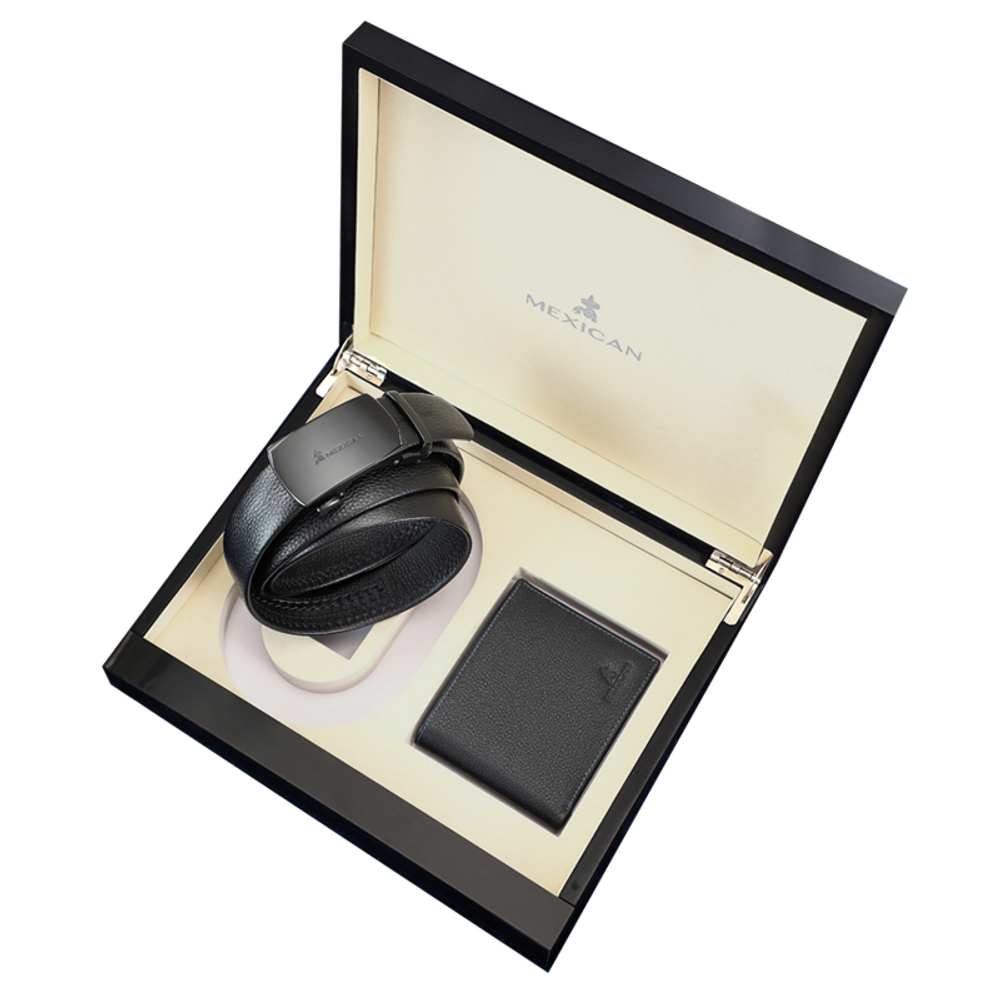 MEXICAN Top Grain Cow Leather Wallet Regular Men"s Black