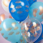 Шар (12''/30 см) Новорожденный (сердца и облака), Ассорти, кристалл, 5 ст, 25 шт.