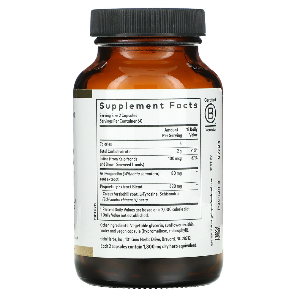 Gaia Herbs Professional Solutions, Средство для поддержки щитовидной железы, 120 капсул, заполненных жидкостью