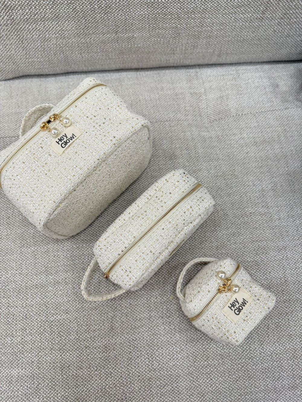 HEY GLOW косметичка твидовая в чёрно-белых тонах (мини)