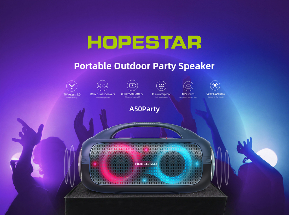 Беспроводная колонка Hopestar A50 PARTY (80W/8.8A) Colorful