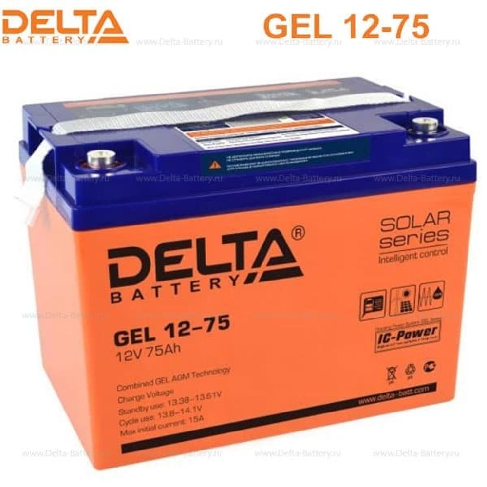 Аккумуляторная батарея Delta GEL 12-75 (12V / 75Ah)
