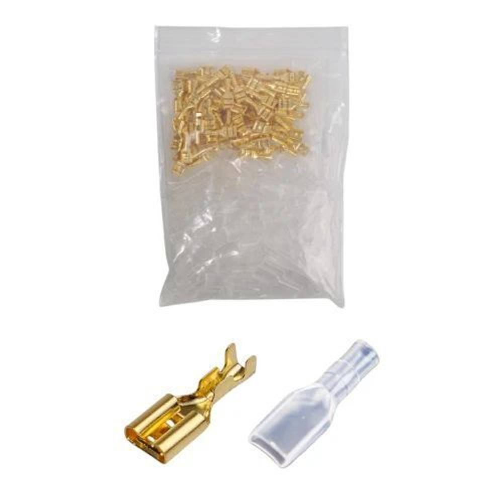 Клемма плоская 4.8мм (F) - 100 шт + Изол. втулки