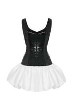 Платье мини из атласа и пайеток с декоративными элементами