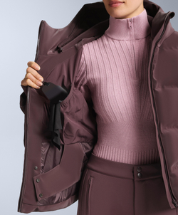 OYSHO Водостойкий пуховик из атласа Minardi Piume SKI, темно-винный