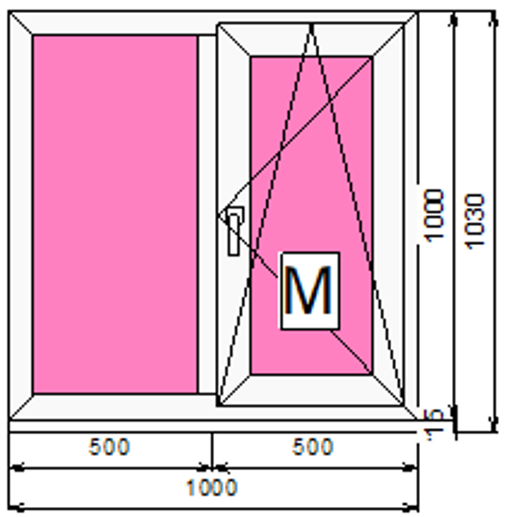 Пластиковое окно 1000 х 1000 ТермА Эко + Москитная сетка