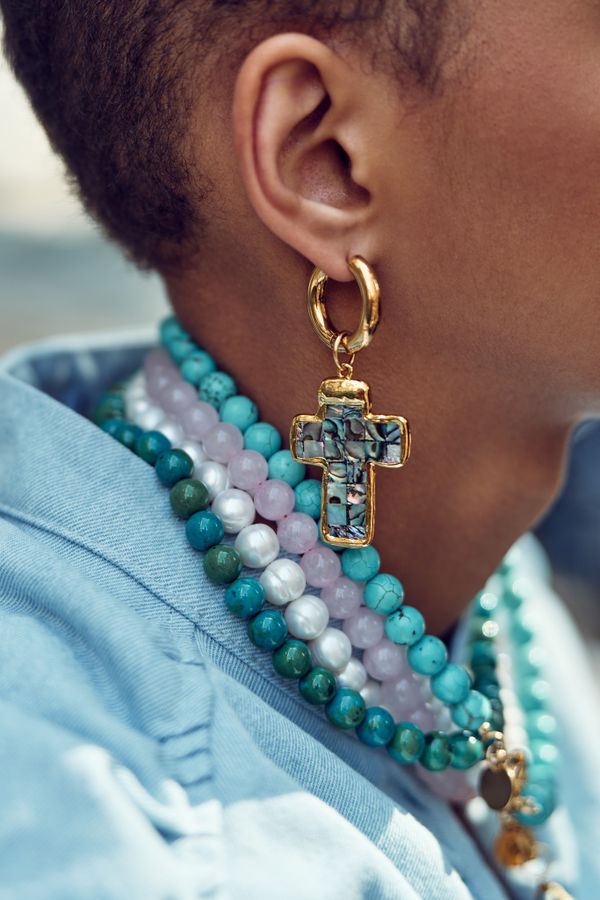 Подвеска Крест абалон ( black )