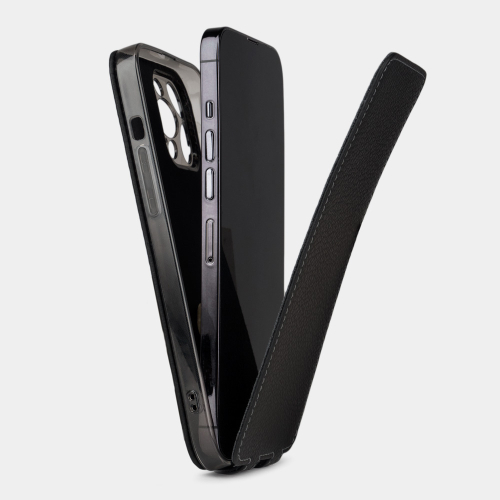Чехол для iPhone 15 Pro из кожи теленка, цвета черный