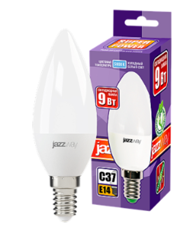 Лампа св/д Jazzway Свеча E14 9W(820lm) 5000K 102x37 PLED-SP C37  арт. 2859488A, ш/к 4897062859488