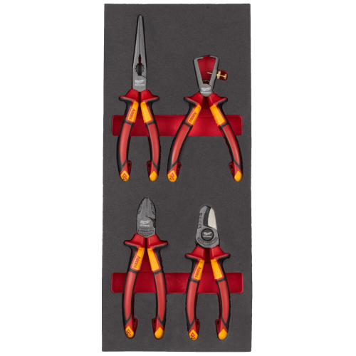 Шарнирно-губцевый VDE инструмент с кабелерезом набор 4 ед. в ложементе