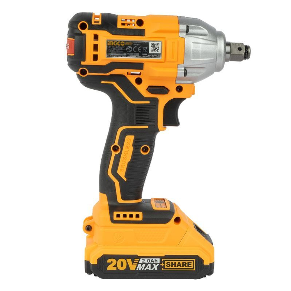 Гайковерт бесщеточный Ingco CIWLI2038 20В 2x2 Ач