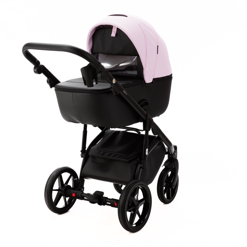 Детская универсальная коляска Adamex NOLA Deluxe 2 в 1 N-SD101 (Розовый зефир экокожа, Черная экокожа)