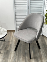 Стул М-City DISAUR Дуна (Duna) поворотный на поворотный на 360 градусов, B22 Серый, Велюр, Черный каркас