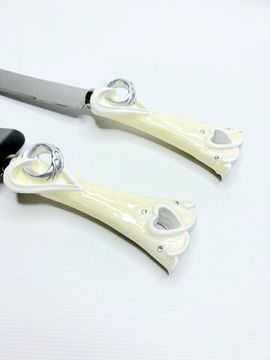 Набор для торта "Свадебные кольца" нож и лопатки с ручками