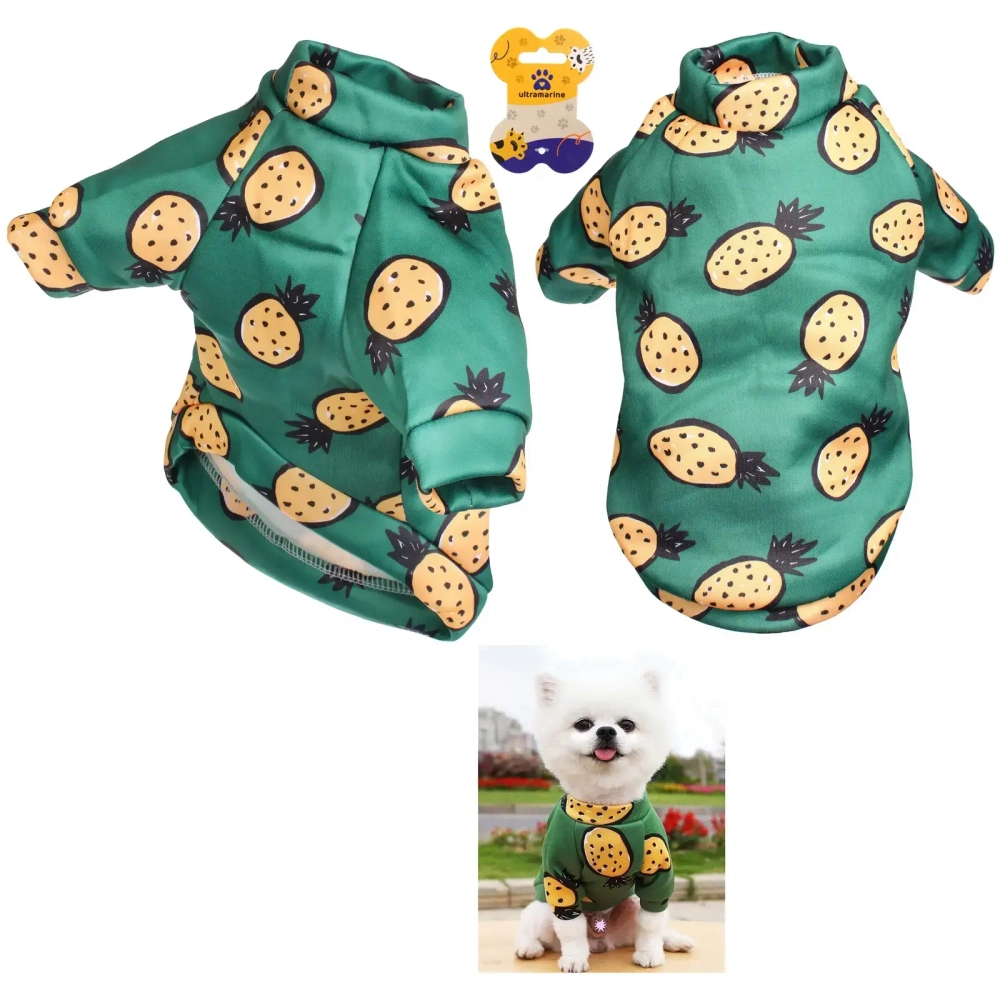 Кофта - толстовка для мелких пород собак «BRO Style», принт ананасы, р S (на флисе)