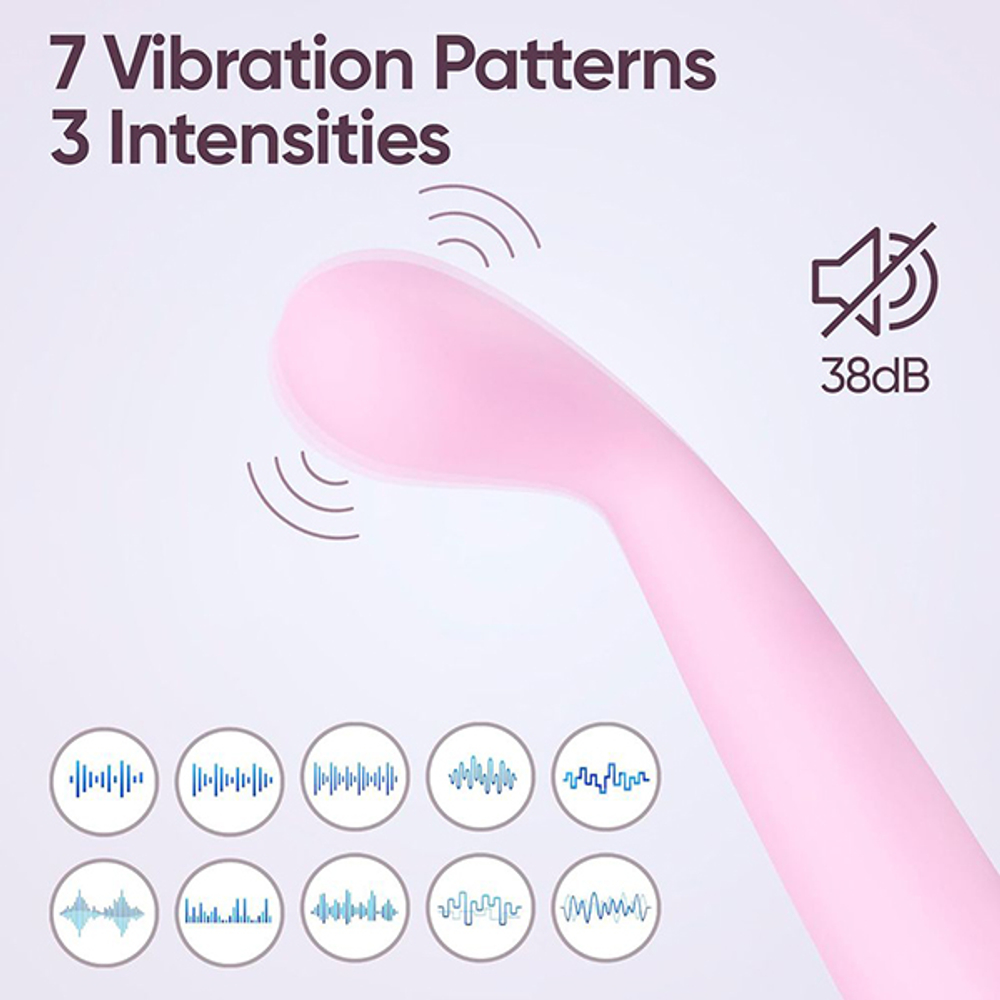 Розовый вибратор 17,5см с гладкой поверхностью для стимуляции точки G Selove TouchBend Slim Curved G-Spot Vibrator with Flexible Neck Pink