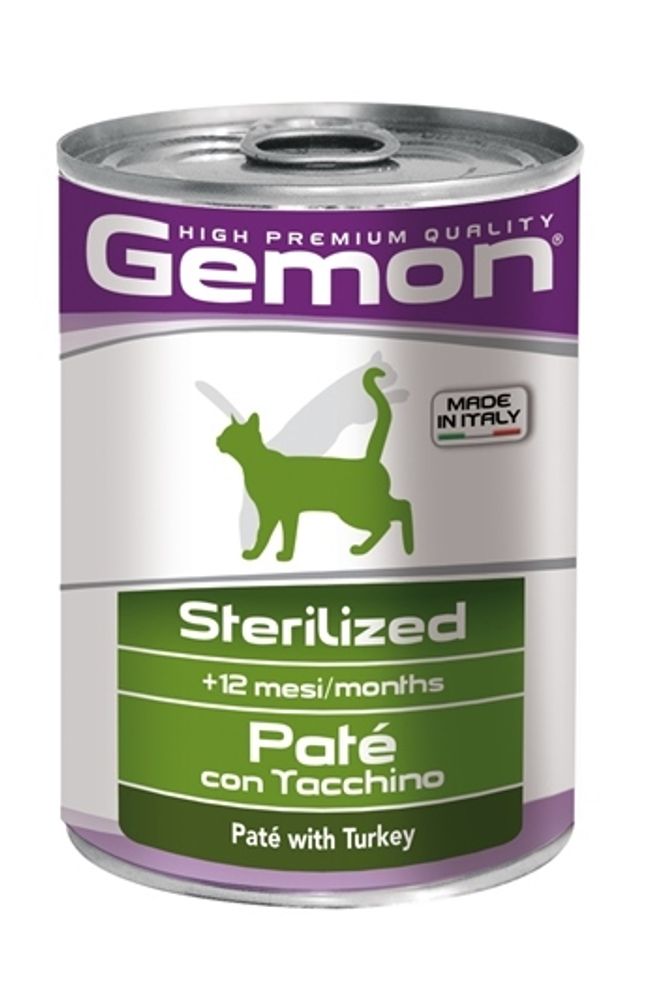 Gemon Cat Sterilised консервы для стерилизованных кошек паштет индейка 400г