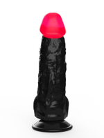 Чёрный фаллоимитатор с красной головкой - 17 см.