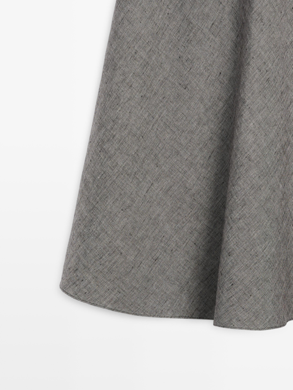 Massimo Dutti Льняная расклешенная юбка миди, черный