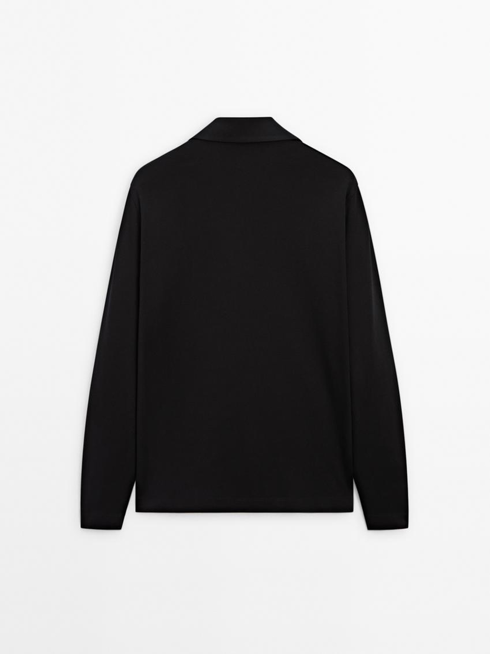 Massimo Dutti Свитер из трикотажа с воротником-стойкой, темно-синий