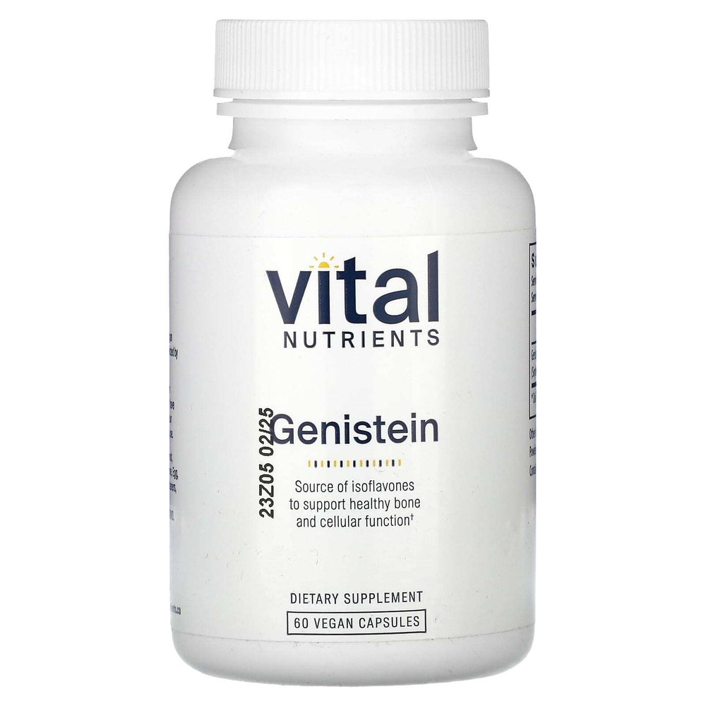 Vital Nutrients, генистеин, 60 веганских капсул (125 мг в 1 капсуле)