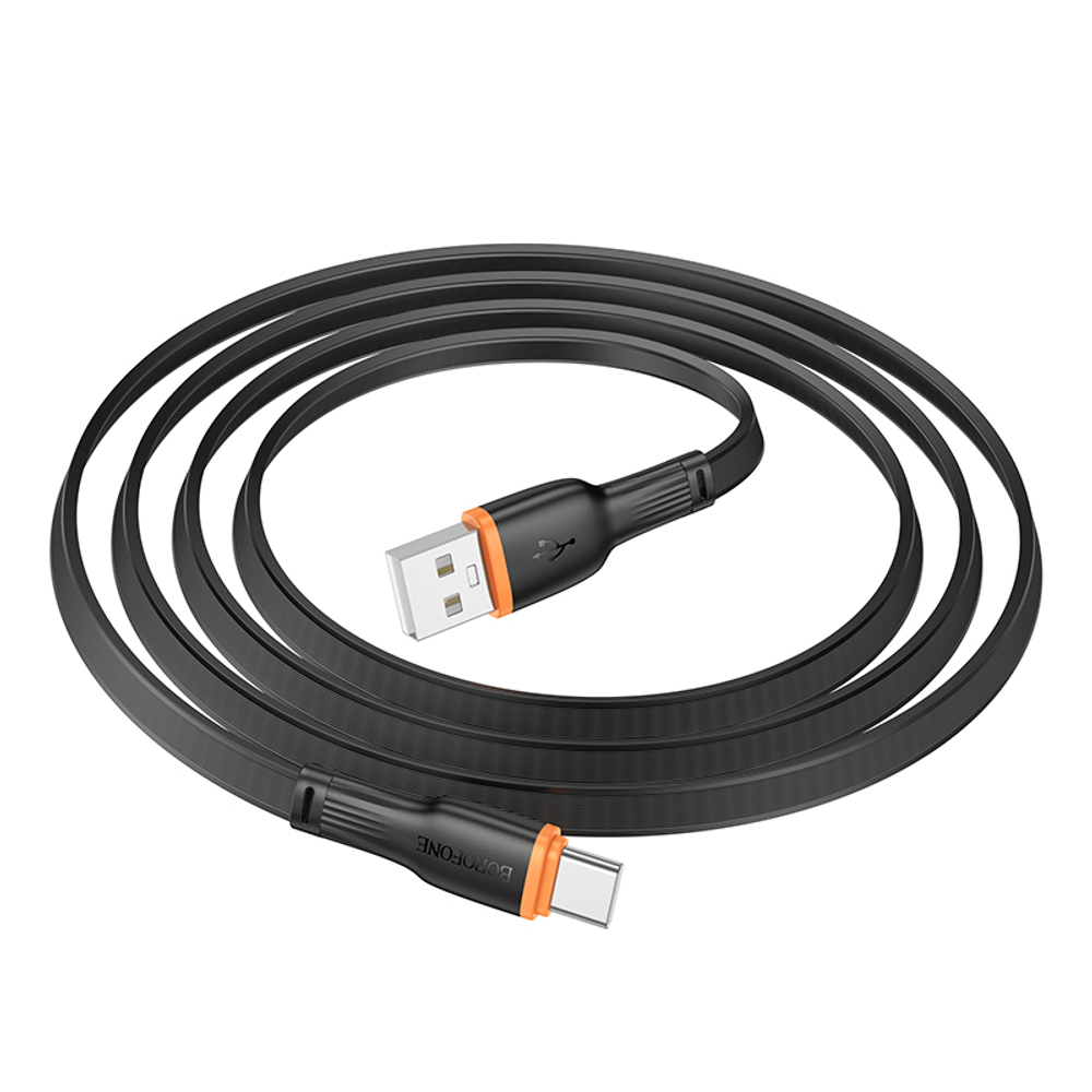 Кабель Borofone BX118 USB-Type-C 3A 1м TPE плоский Black