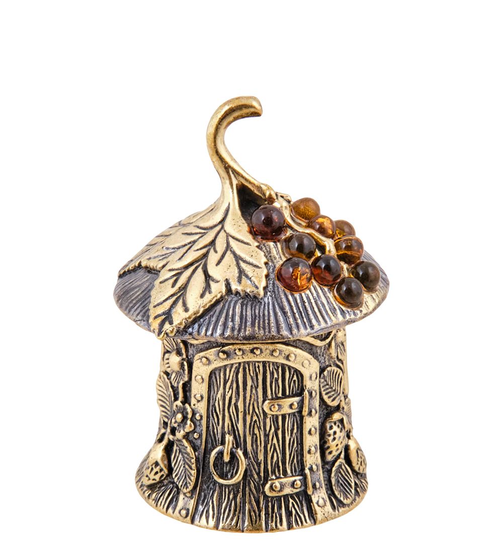 AM-3773 Колокольчик «Домик Гнома» (латунь, янтарь)