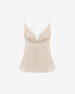 Топ на бретелях из сатина и кружева с вырезом