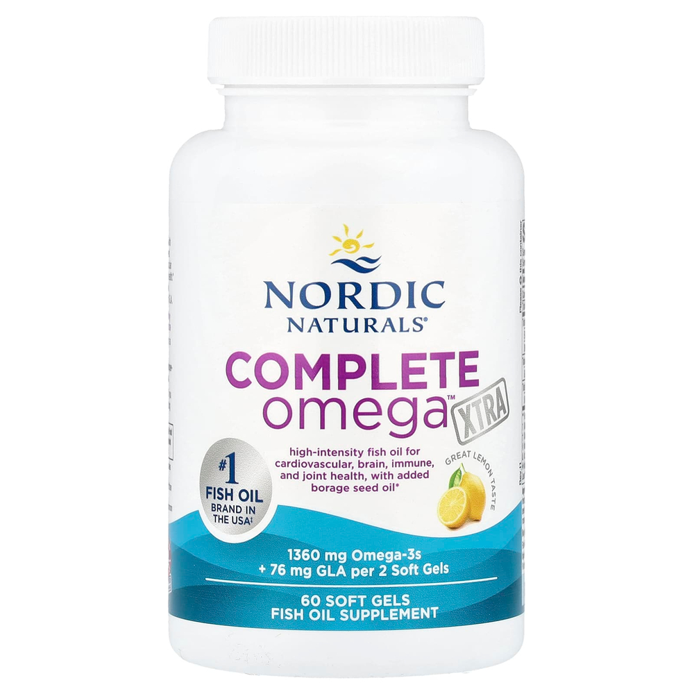 Nordic Naturals, Complete Omega Xtra, со вкусом лимона, 60 капсул (680 мг в 1 капсуле)