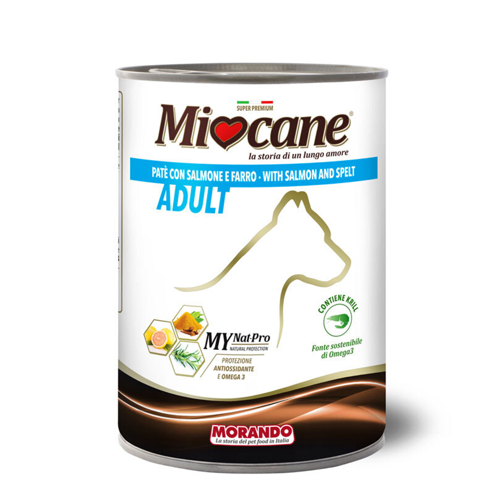 MIOCANE консервированный корм для собак паштет Лосось, 400гр