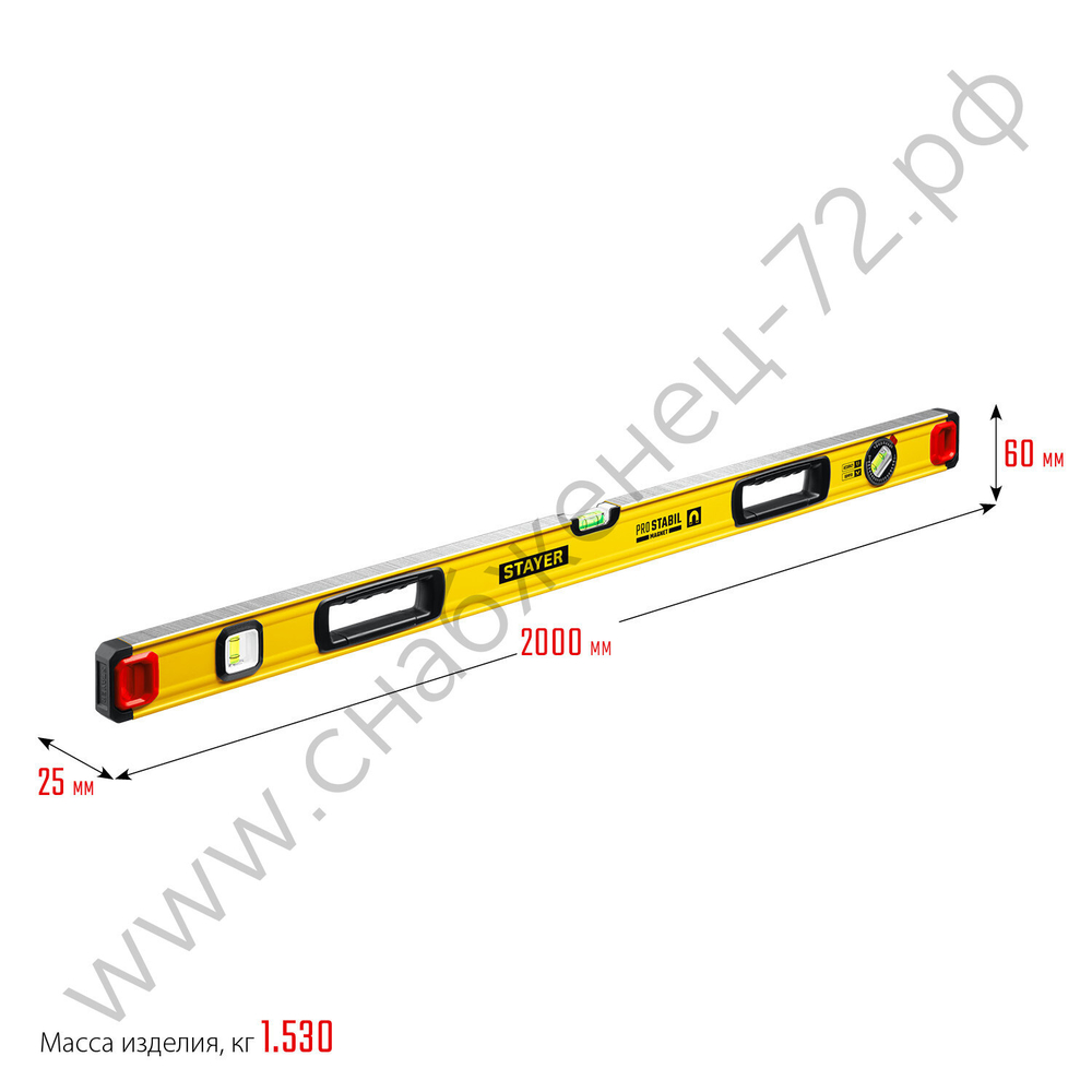 STAYER PRO STABIL, 2000 400 мм, усиленный профиль, магнитный уровень с поворотным глазком, Professional (3480-200)