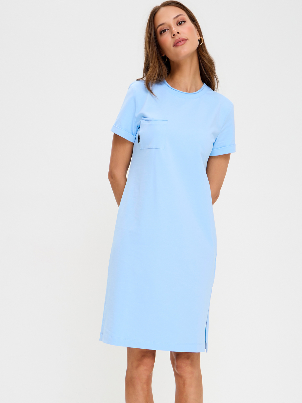 Домашнее платье из трикотажа с карманом