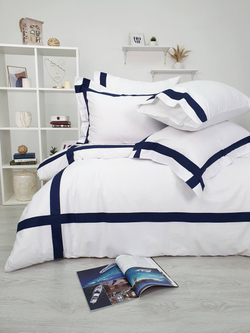 Постельное белье 1.5 спальное Tivolyo Home Banda белое/синее