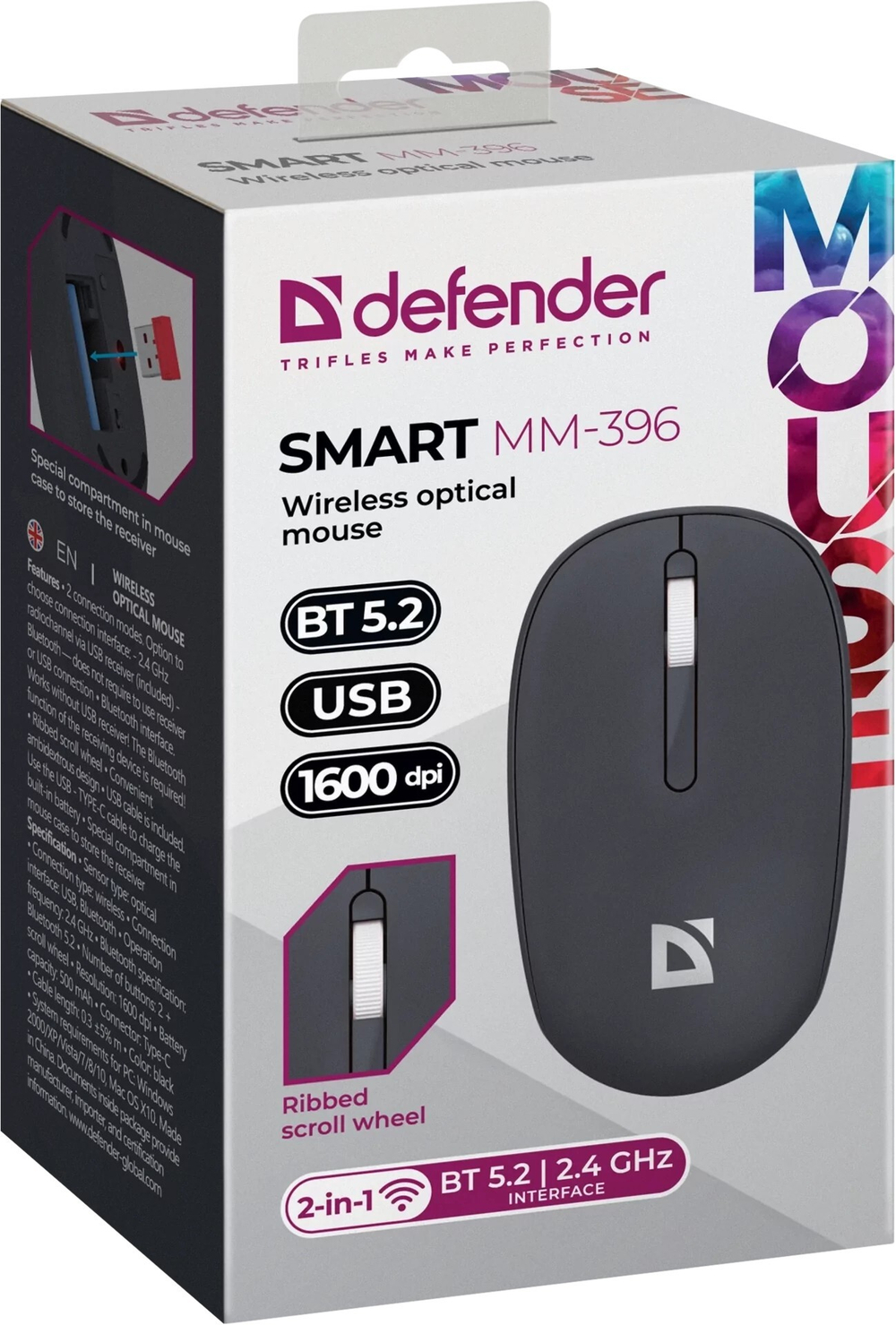 Мышь DEFENDER игровая беспроводная + Bluetooth 2,4G Smart MM-396 Черная