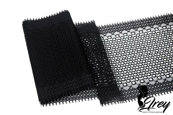 906 ОПТ Кружево эластичное 19 см, перфорация, Италия, черный 170