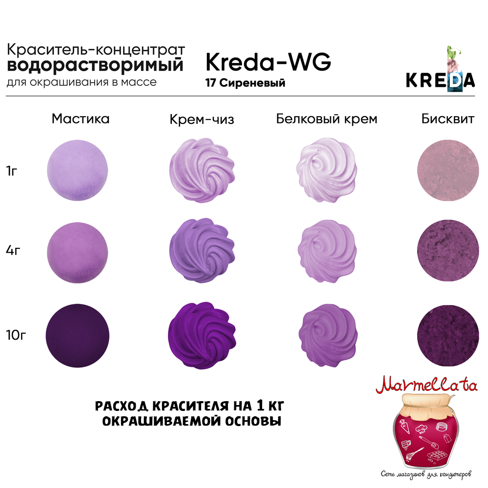 Краситель водор-ый пищевой гелевый "Kreda WG", СИРЕНЕВЫЙ 17 (80 мл.)