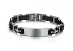 Стильный мужской браслет из ювелирной стали и каучука с пластиной под гравировку Steelman mn00187