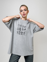 Футболка LJHY 2504 однотонная с принтом на груди